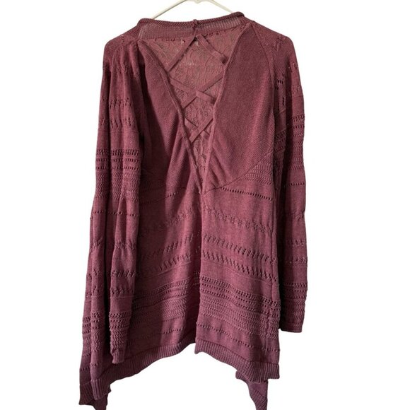 Knox Rose Open Knit Lace Cardigan Sweater Purple XS - Picture 2 of 4